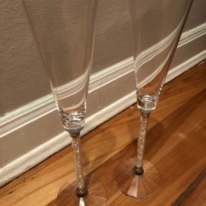 Oleg Cassini Crystal Diamond Toasting Flute Set